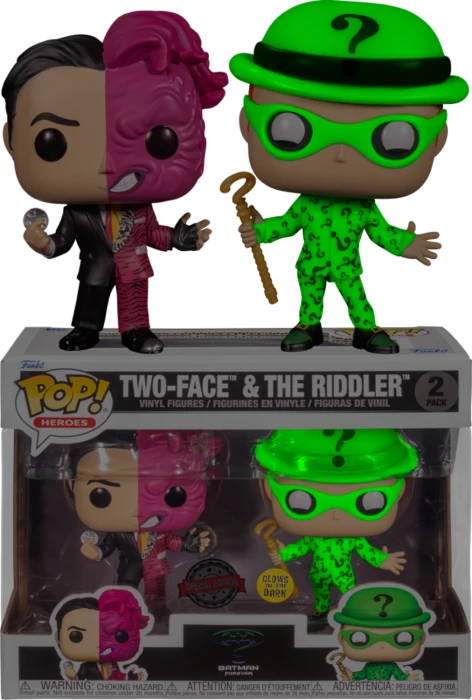 The Amazing Collectables Funko Pop! Batman Forever (1995) - Two Face & The Riddler Glow In The Dark - 2-Pack 3 The Amazing Collectables Funko Pop! Batman Forever (1995) - Two Face & The Riddler Glow In The Dark - 2-Pack
