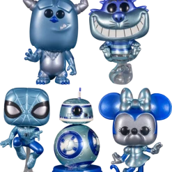 The Amazing Collectables Funko Pop! Pops With Purpose - Spider-Man, Cheshire Cat, Sulley, Minnie Mouse & BB-8 Make A Wish Blue Metallic -Bundle (Set Of 5) Bundles