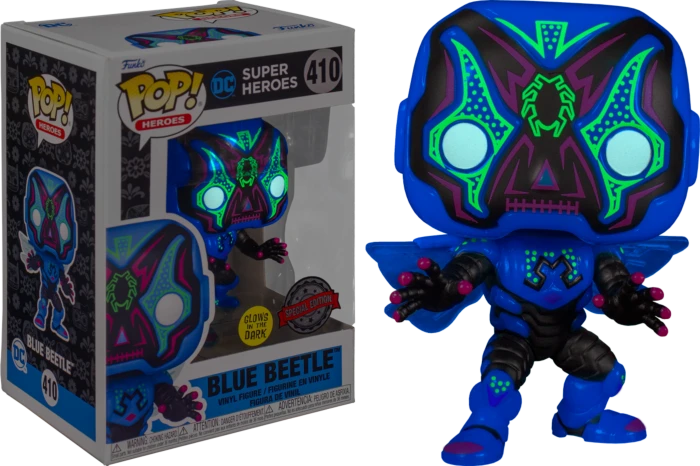 The Amazing Collectables Funko Pop! DC Comics - Blue Beetle Dia De Los Muertos Glow In The Dark #410 Latest Additions 3 The Amazing Collectables Funko Pop! DC Comics - Blue Beetle Dia De Los Muertos Glow In The Dark #410 Latest Additions