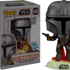 The Amazing Collectables Funko Pop! Star Wars: The Mandalorian - The Mandalorian With Blaster Glow In The Dark #408