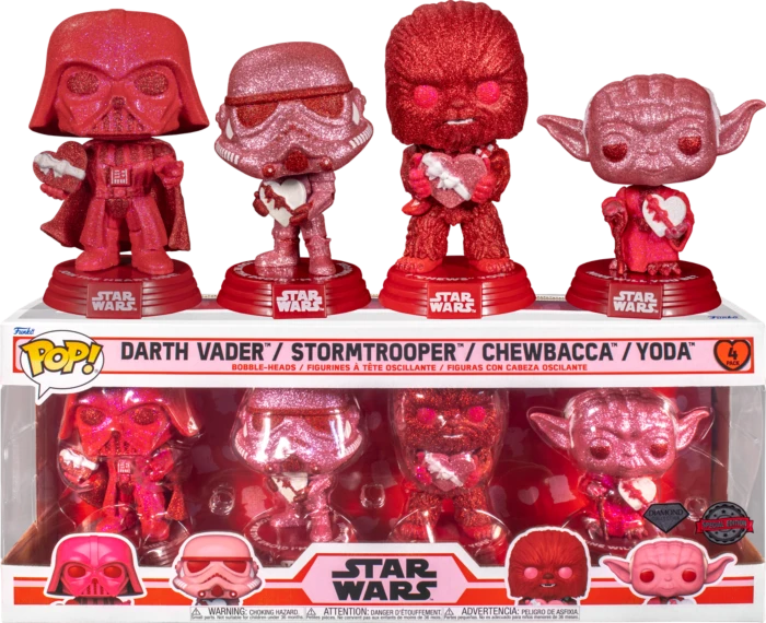 The Amazing Collectables Funko Pop! Star Wars - Yoda, Chewbacca, Darth Vader & Stormtrooper Valentine's Day Diamond Glitter - 4-Pack 3 The Amazing Collectables Funko Pop! Star Wars - Yoda, Chewbacca, Darth Vader & Stormtrooper Valentine's Day Diamond Glitter - 4-Pack