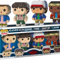 The Amazing Collectables Television Funko Pop! Stranger Things - Dustin, Lucas, Mike & Eleven With Eggos 8-Bit - 4-Pack
