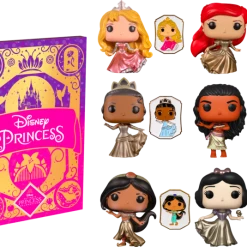 The Amazing Collectables Bundles Funko Pop! Disney Princess - Snow White, Moana, Tiana, Ariel, Jasmine & Aurora Gold Ultimate Princess - Bundle (Set Of 6 + Pin Book)