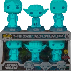 The Amazing Collectables Funko Pop! Star Wars: Across The Galaxy - Anakin Skywalker, Yoda & Obi-Wan Kenobi Endor Force Ghost Glow In The Dark - 3-Pack