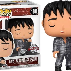 The Amazing Collectables Rocks Funko Pop! Elvis Presley - Elvis Presley '68 Comeback Special Diamond Glitter #188