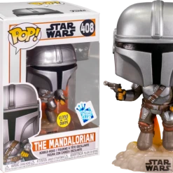 The Amazing Collectables Funko Pop! Star Wars: The Mandalorian - The Mandalorian With Blaster Glow In The Dark #408
