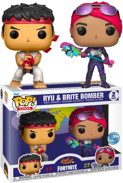 The Amazing Collectables Funko Pop! Street Fighter Vs Fortnite - Ryu & Brite Bomber - 2-Pack 3 The Amazing Collectables Funko Pop! Street Fighter Vs Fortnite - Ryu & Brite Bomber - 2-Pack