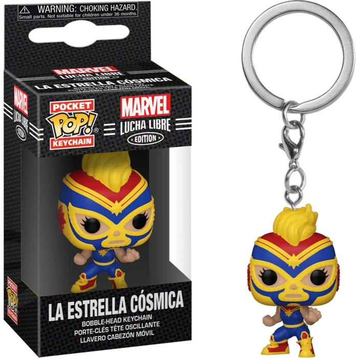 The Amazing Collectables Funko Pocket Pop! Keychain - Marvel: Lucha Libre Edition - La Estrella Cosmica Captain Marvel Pop! Keychains 3 The Amazing Collectables Funko Pocket Pop! Keychain - Marvel: Lucha Libre Edition - La Estrella Cosmica Captain Marvel Pop! Keychains