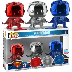 The Amazing Collectables Latest Additions Funko Pop! Superman - Superman Chrome 3-Pack (2018 Fall Convention Exclusive)