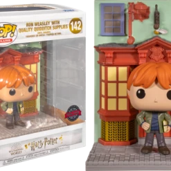 The Amazing Collectables Funko Pop! Harry Potter - Ron Weasley With Quality Quidditch Supplies Diagon Alley Diorama Deluxe #142