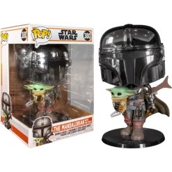 The Amazing Collectables Funko Pop! Star Wars: The Mandalorian – The Mandalorian Chrome Armour With The Child 10” #380